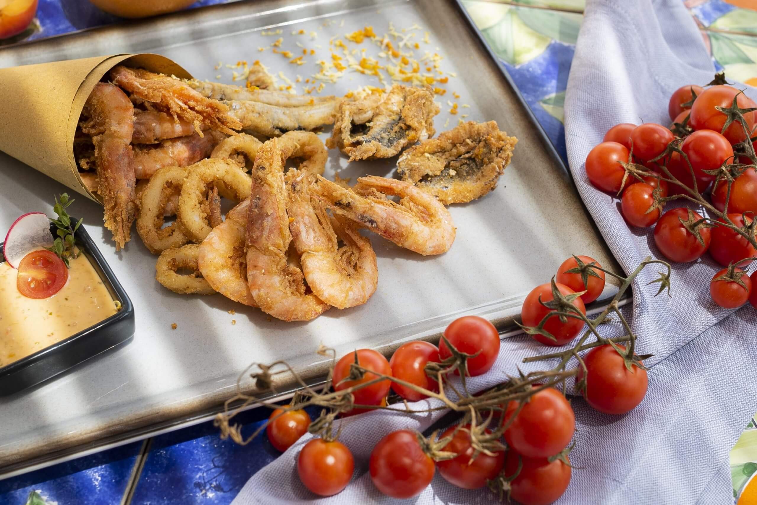 Fried red mazara shrimp, Sicily - Almar Giardino di Costanza Resort & Spa